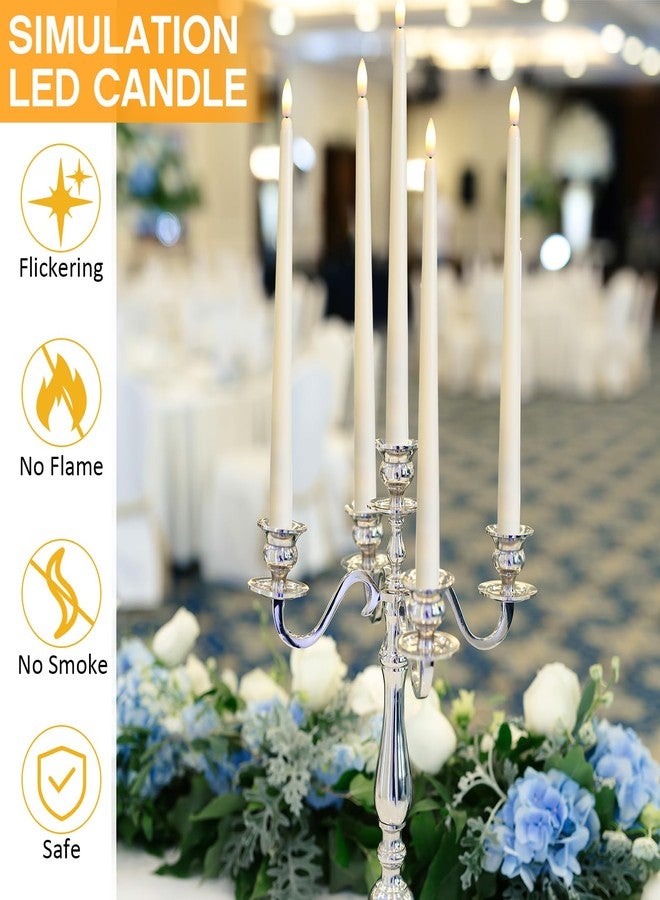 Baquler 6 Pcs Flameless Ivory Taper Candles Bulk Flickering LED Candles Taper Warm White Light LED Candlesticks for Christmas Wedding Home Decoration No Remote Control, 9.6 Inch - Image 5